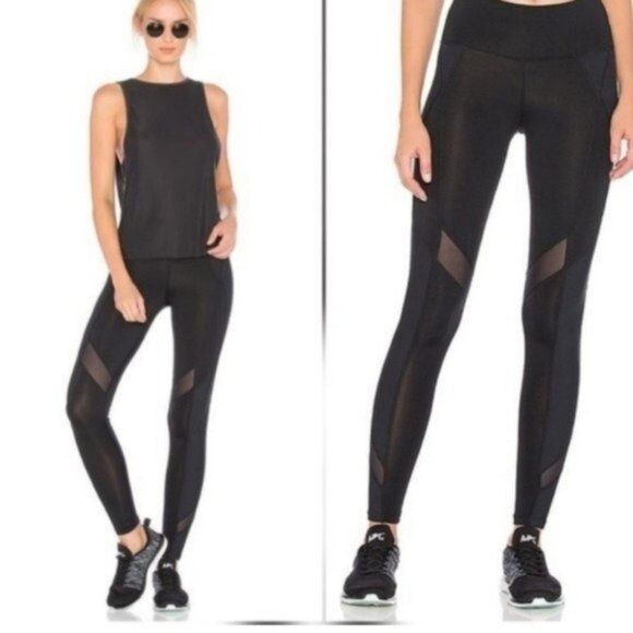 Free People Movement Black Mesh Lira Leggings - Picture 1 of 8